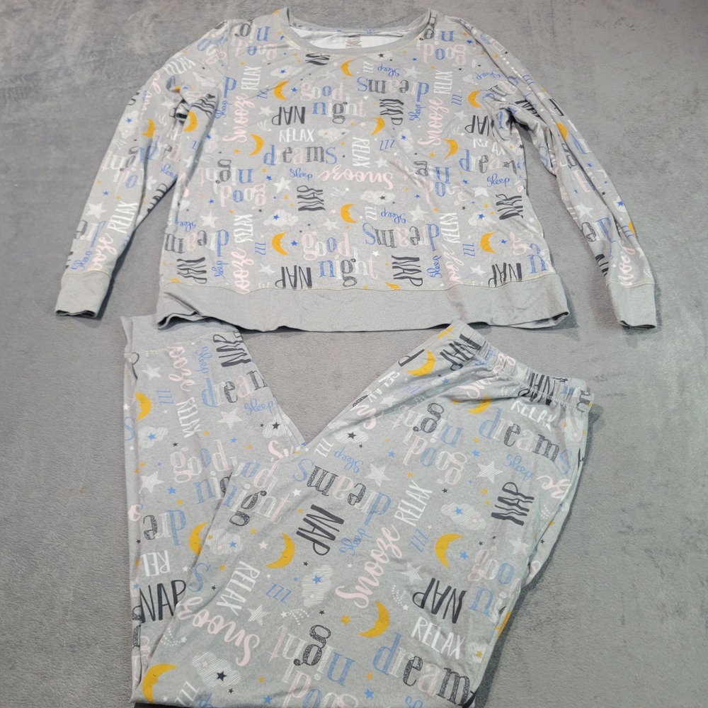 Secret Treasures Pajama Set Womens L 12-14 Gray Nap Snooze Sleepwear ST40330SE